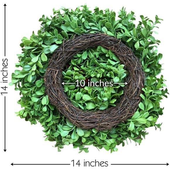 Preserved Boxwood Fall Outdoor Wreath 14", Welcome Sign, Farmhouse Fall Wreath - Picture 3 of 7